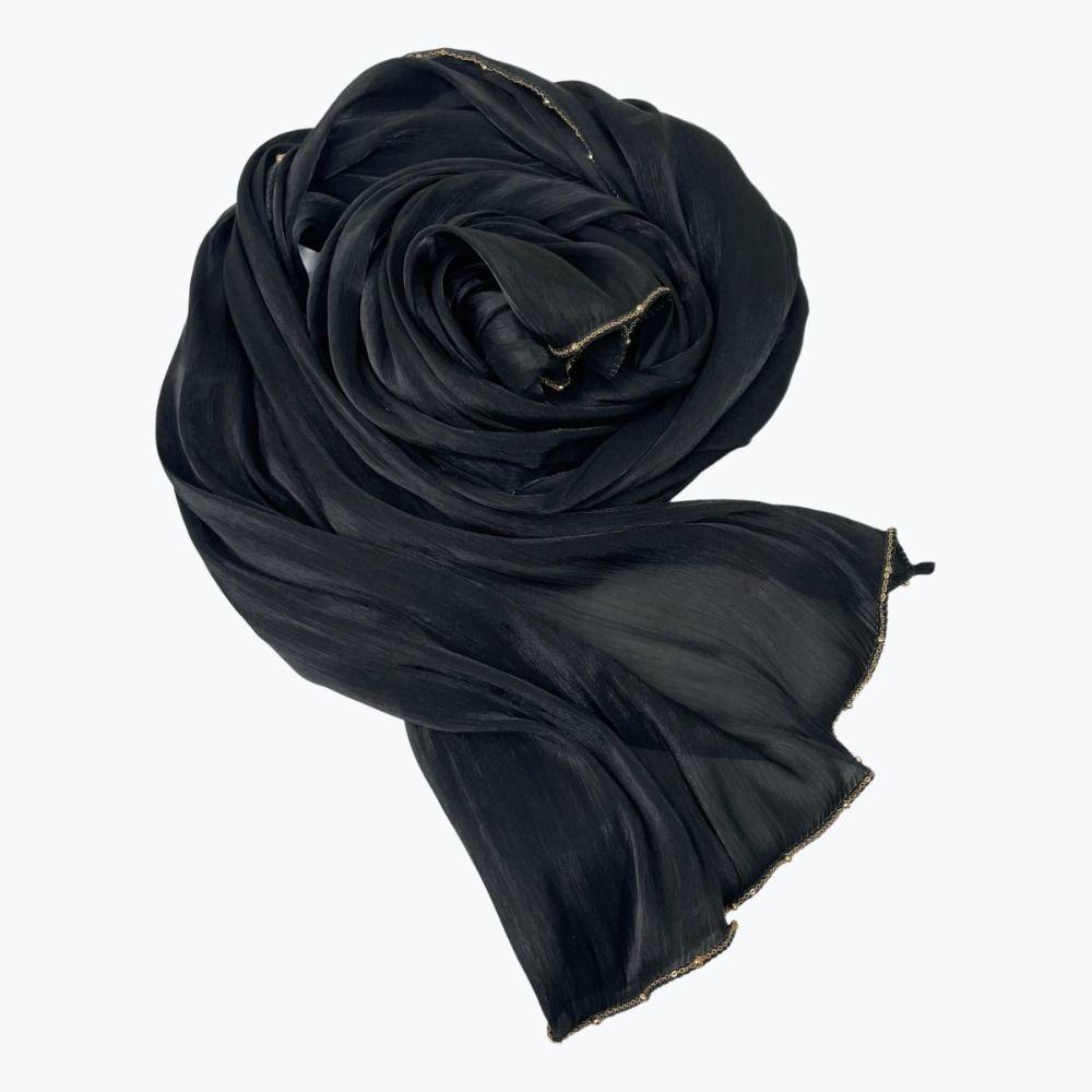 Xale Longo Envolvente com Contas Lenço de Cabeça da Malásia Hijab Elegante Lenço Feminino