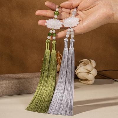 Oude Stijl Lotus Kwastje Hanger: Dubbele Tassel Hanfu Tailleornament, Kraagaccent, of Waaiersieraad