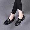 Leather leather shoes women's new four-season small single shoes round head thick heel low heel patent leather women's shoes spring
