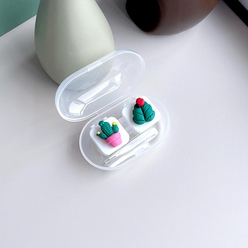 Macaron kolorowe etui na soczewki kontaktowe dziewczyna czarne fioletowe etui na soczewki kontaktowe z silikonową pęsetą mini kieszonkowe pudełko