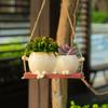 Cute Smiley Face Hanging Planter Resin Smiley Face Couple Planter Pot Creative Hanging Flower Pot For Indoor Outdoor Plants