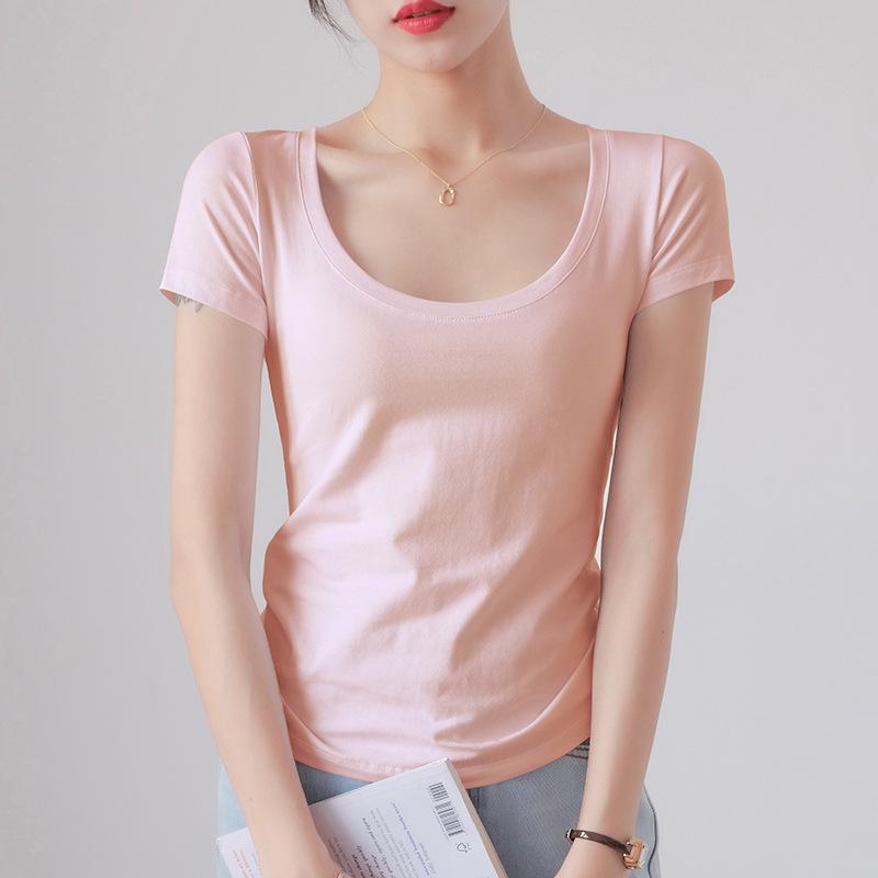 Women's Slim Fit White Round Neck Pure Cotton Short Sleeve T-Shirt - Summer 2025