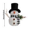 Christmas Luminous Snowman Ornament with Black & White Plaid Scarf Hat