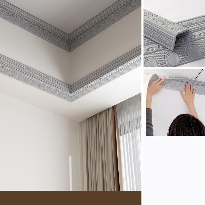 1pc 2.3m/9.2m DIY Waterproof Ceiling Decorative Strip Self Adhesive Wall Trim Line Wall Border Home Decoration Wall Stickers