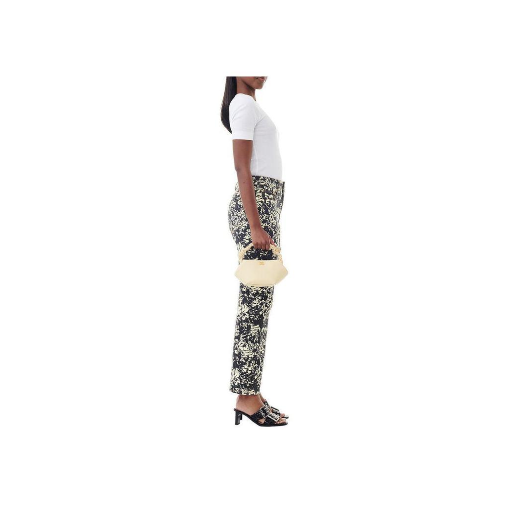 Ganni Butterfly Logo Embroidered Round Neck Fitted Short Sleeve T-Shirt Women tops Bright-White T3941151
