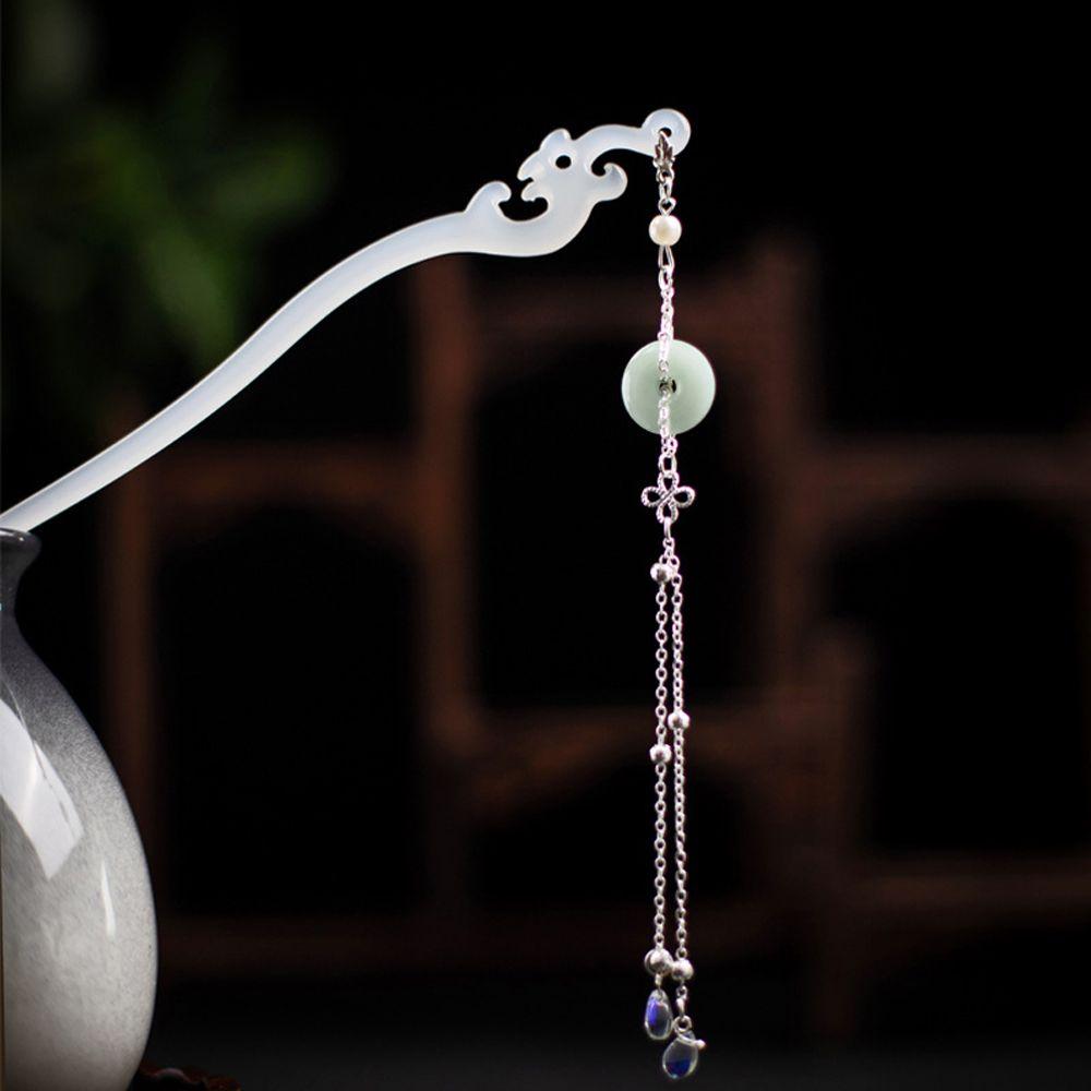 

Headdress Ping an Buckle Pendant Acetic Acid Hair Stick Women Hair Accessories Chinese Hairpin белый