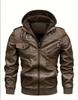 Hooded leather jacket men's fashion trend locomotive leather jacket large size middle-aged and young jacket hat detachable casual jacket pu
