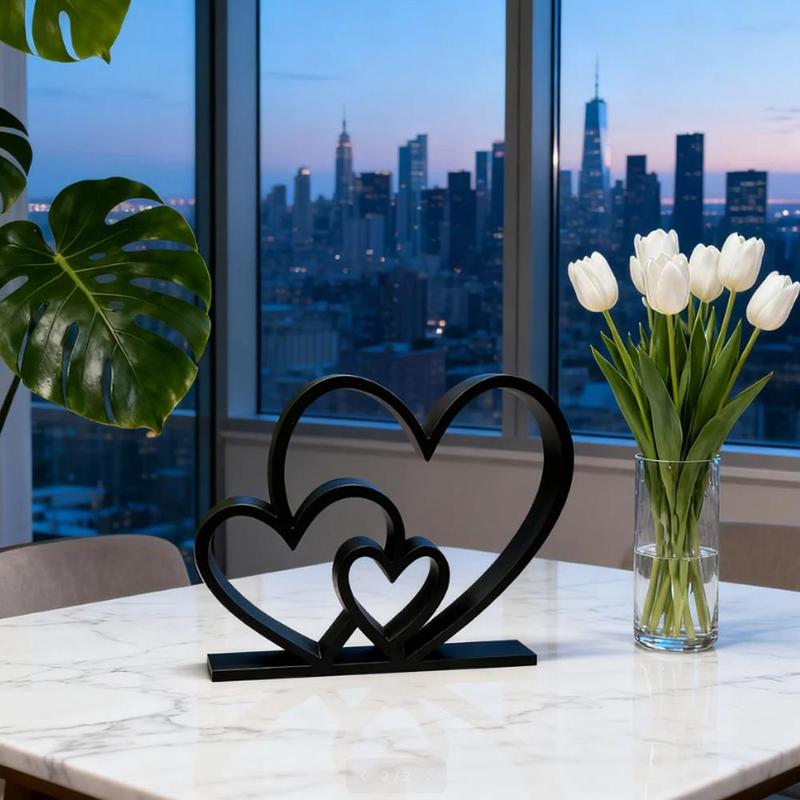New Heart Sculpture Valentine Gift Black White Modern Design Bookshelf Desktop Decor Home Decor Art Minimalist Love Decoration