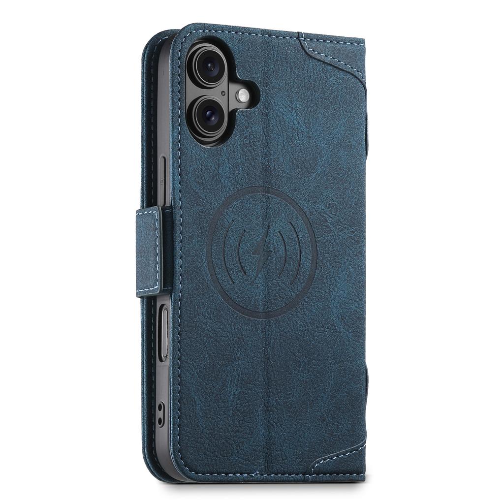 SUTENI J07 For iPhone 16 Plus Case Compatible with MagSafe Litchi Texture Leather Wallet Phone Cover