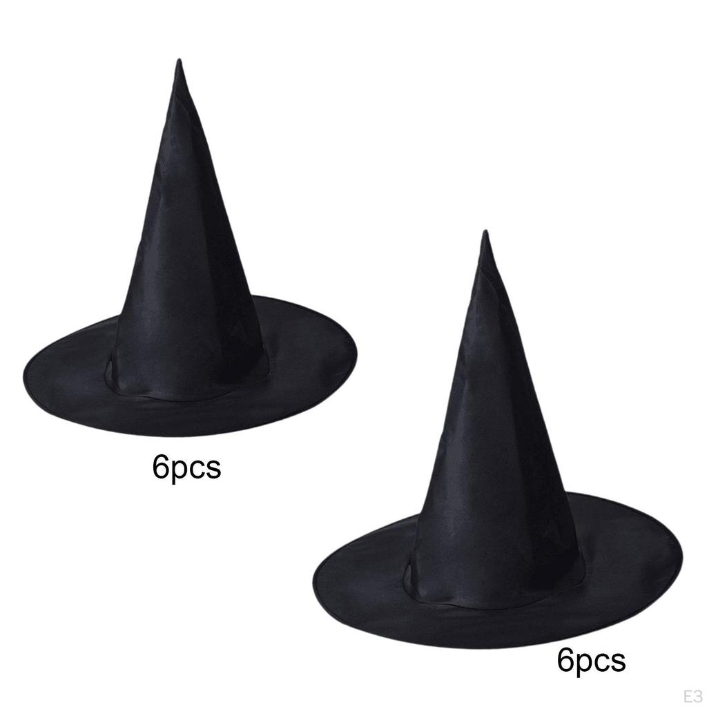 6 Pieces Halloween Witch Hat Wizard Cap Headwear Headgear Sorceress Pointed for