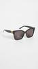 Black Frame Asian Gold Logo Gray Lenses [Balenciaga] BB0102SA-001 Sunglasses, Fit, Embellishment,