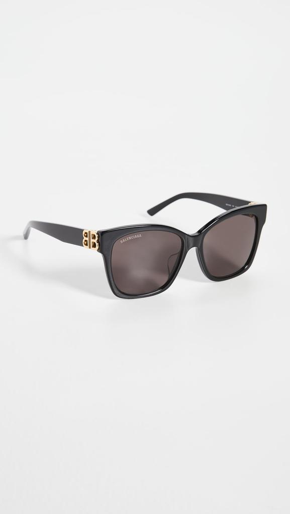 Black Frame Asian Gold Logo Gray Lenses [Balenciaga] BB0102SA-001 Sunglasses, Fit, Embellishment,