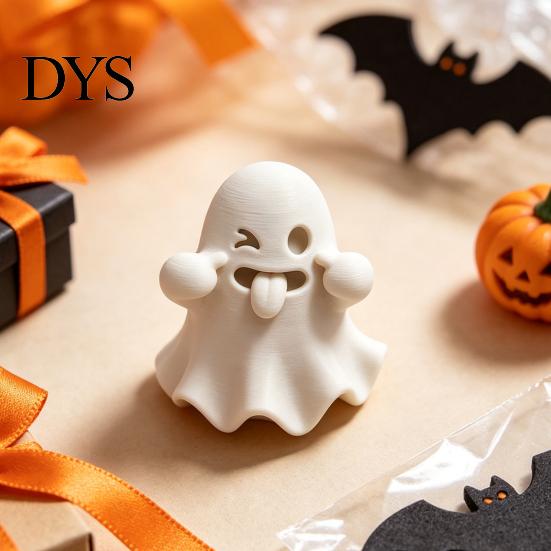 Halloween Party Supplies Ghost Figurine, 3D Printed Cute Face Statue, Spooky PLA Plastic Decor Tabletop Ornament for Shelf, Desk, Home Desktop