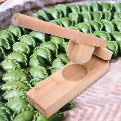 Hand Press Dumpling Skin Presser Wood Dough Presser Household Mochi Skin Maker  Dessert