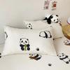 1 Stück Bettbezug mit Panda-Aufdruck für Kinder, Cartoon-Stil, reaktiv bedruckt, flaches Bettlaken, Einzel-/Queen-/King-Size-Oberlaken für Doppelbetten