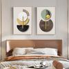 Frameless Golden Green Abstract Circle Geometric Art Canvas Painting Poster and Print Mural Wall Picture Modern Home Decor