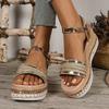 Sandali da Donna Estivi Sandali con Zeppa Piattaforma Sandali in Pelle da Donna Scarpe Casual da Spiaggia Sandalias De