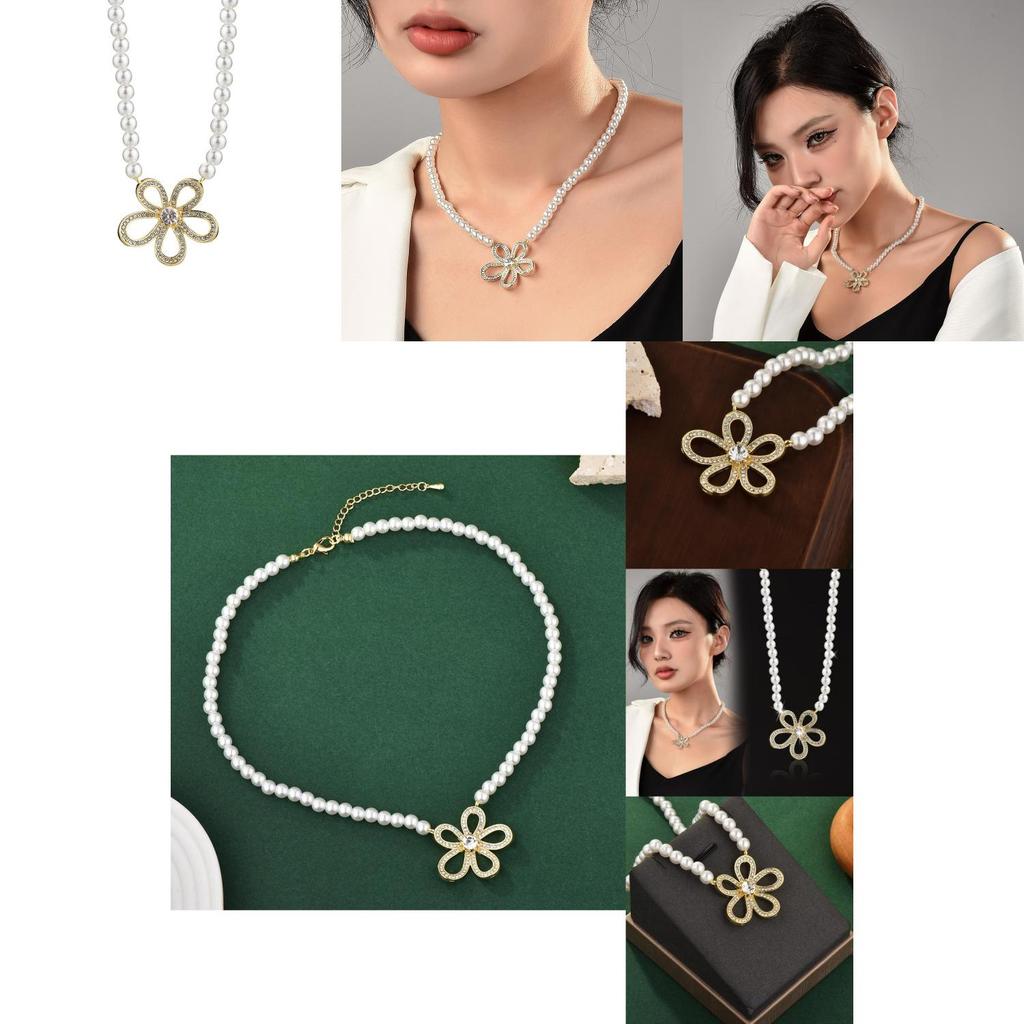 Contemporary Floral Pearl Necklace For Women Featuring Elegant Design Perfect For Casual And Office Wear