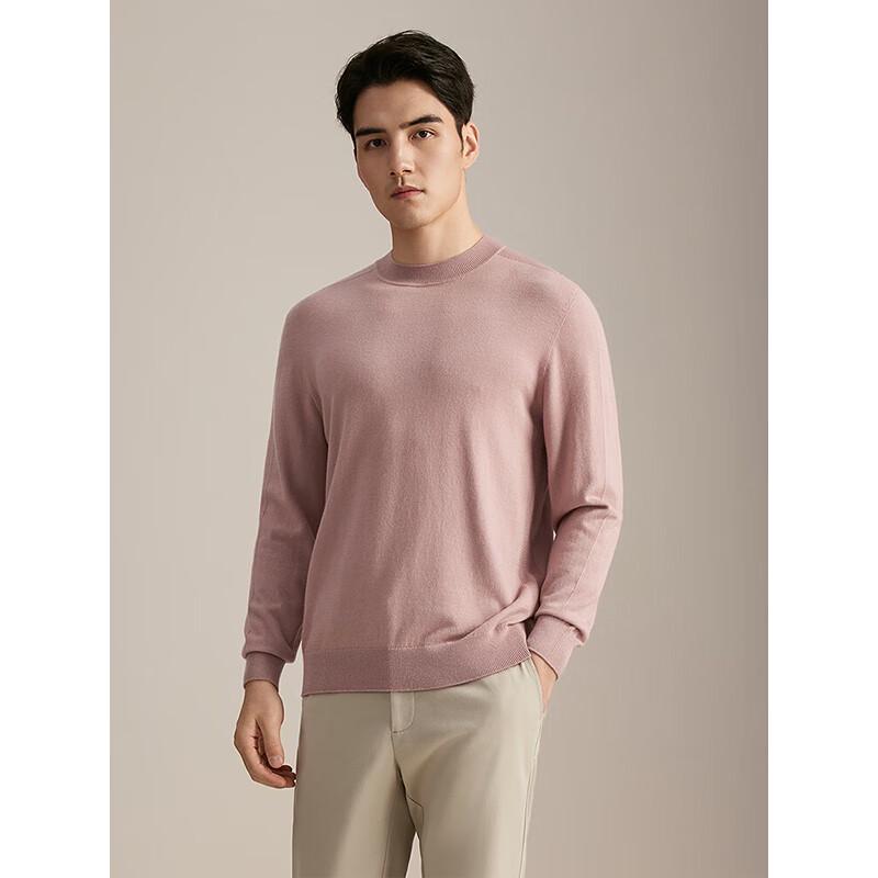 YOUNGOR Men's Seamless Wool Blend Round Neck Sweater