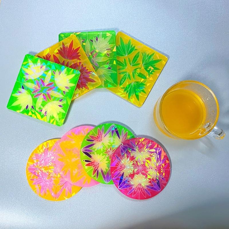 Cup Mat Resin Mold Holographic Coaster Silicone Mold Multi-functional Drink Coasters Epoxy Casting Mold DIY Art Tool