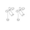 Silver Needle Luxury Zircon Pearl Bow Tassel Stud Earrings - High-End Personalized Accessories for Women