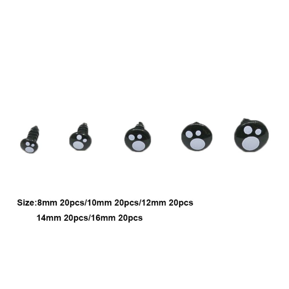 100pcs/box Round Shape Diy Doll Eyes Kit Crafts 5Sizes Black Screw Eyes For Toys