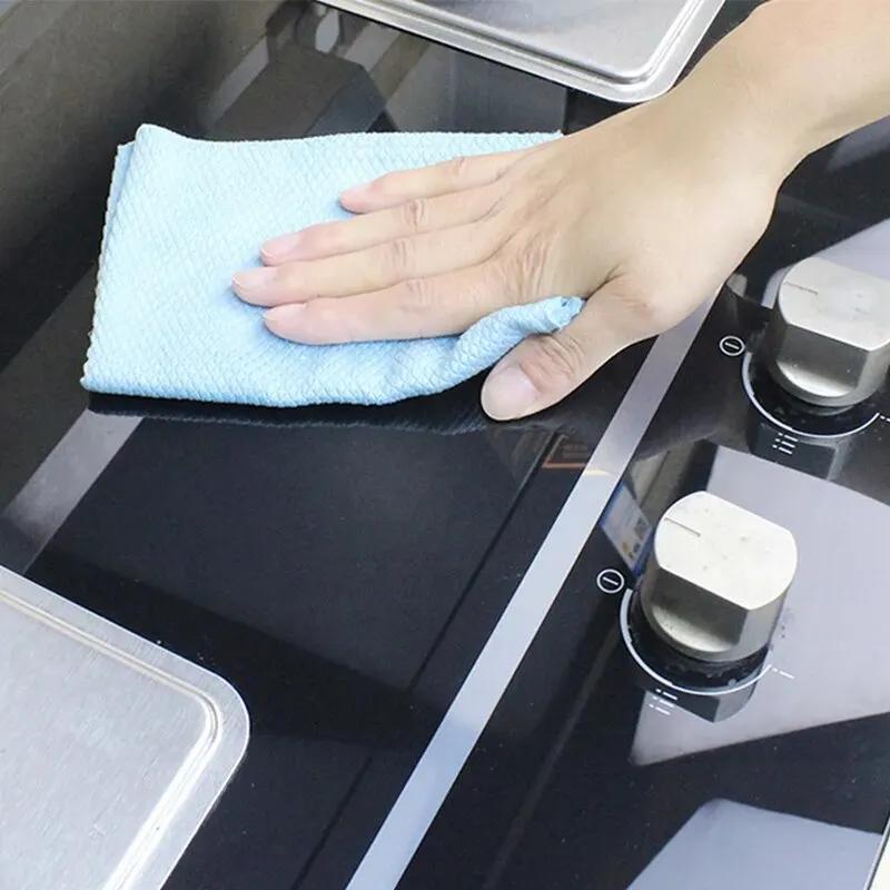 5pcs Glass Cleaning Cloth Microfiber Dish Washing Cleaning Cloth Efficient Reusable Wiping Absorbent Rag Kitchen Supplies