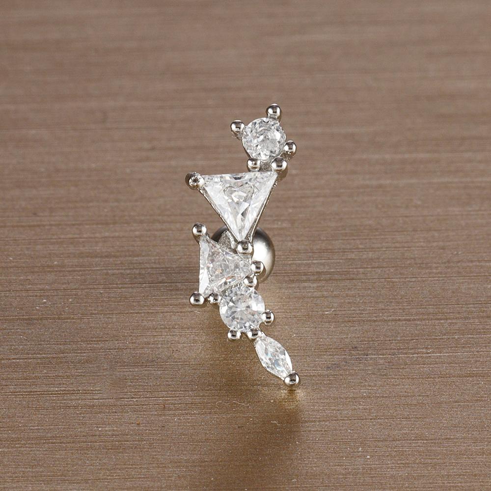 1PC 6 Styles Stainless Steel Mini Zircon Cartilage Piercing Stud Earring For Women Helix Tragus Piercing Women's Body Jewelry