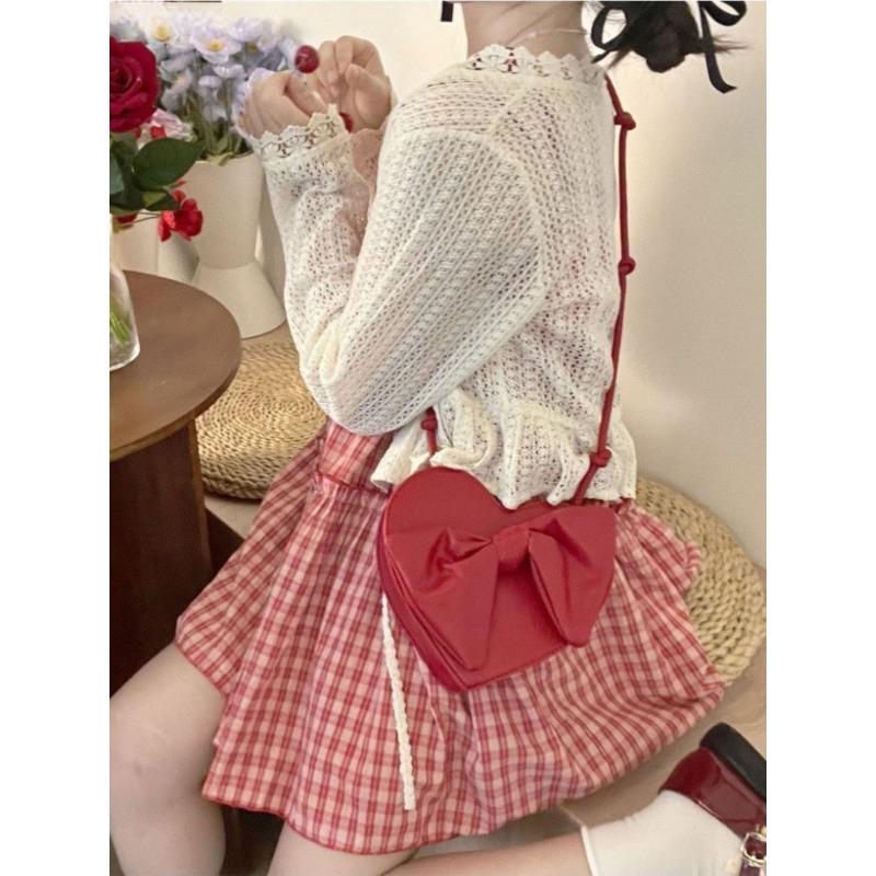 Japanese Kawaii Lolita Dress Women Sweet Red Plaid Party Mini Dress Female Korean Fashion Loose Y2k Princess Dress New In Autumn
