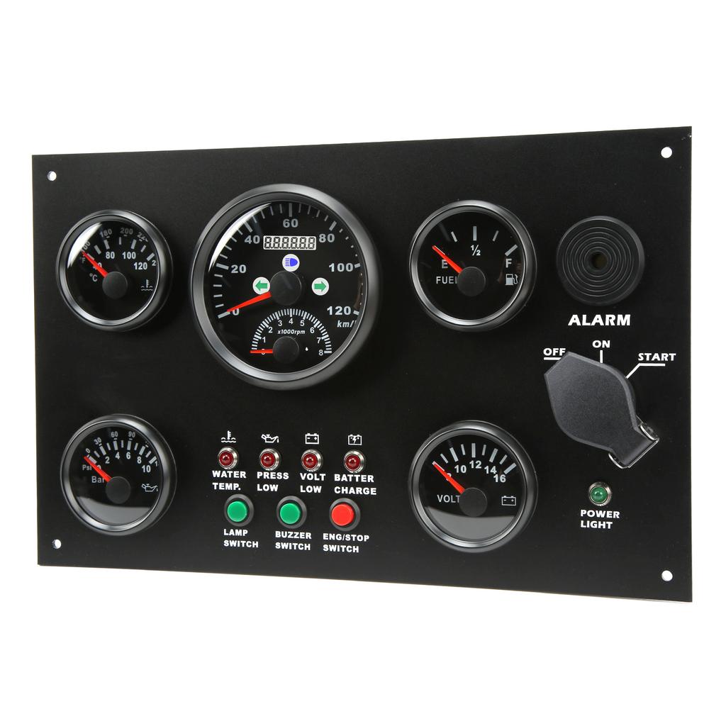 Conjunto de 5 Instrumentos Velocímetro Nível de Combustível Temperatura da Água Medidor de Pressão do Óleo Voltímetro Barco