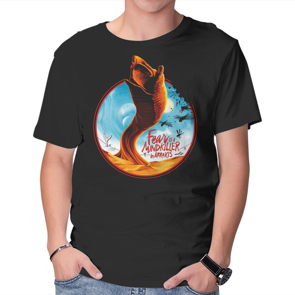 Unisex Crew Neck T-Shirt Mindkiller In Arrakis Graphic Short Sleeve Casual Tee XL