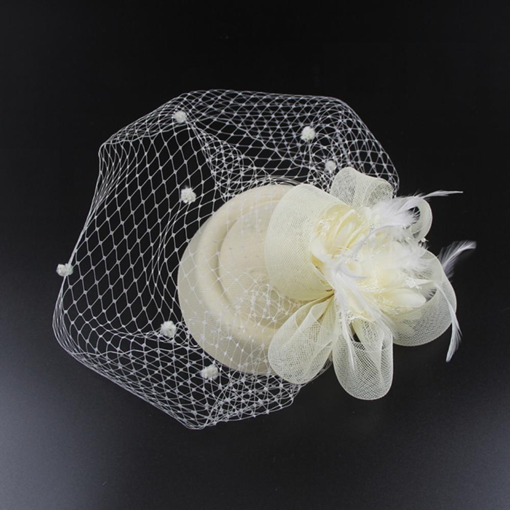 Mesh Dots Small Fedoras Headwear Headband Flower Veil Hair Clips Women Mini Mesh Hat  Dinner Party