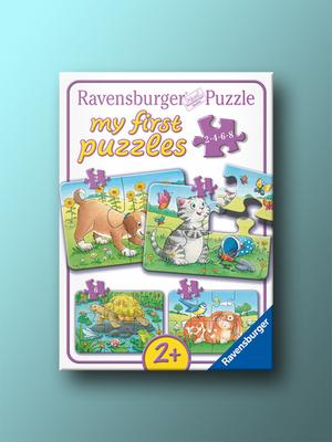 Ravensburger Nysgerrige Dyr Børne Puzzel (2/4/6/8 Stykker)