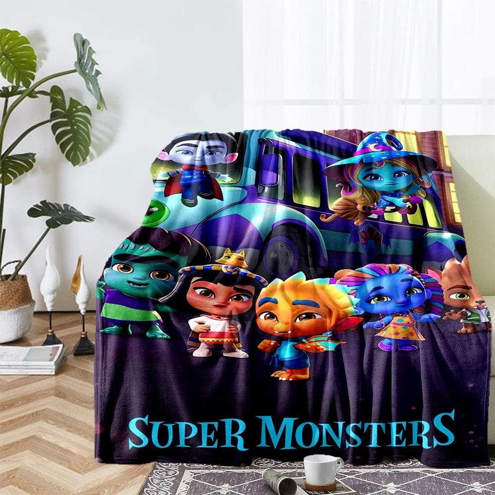 Super Monsters Theme Printed Blanket - Perfect for Couch, Bed, Travel & Outdoor Use | Machine Washable, Cozy & Durable.