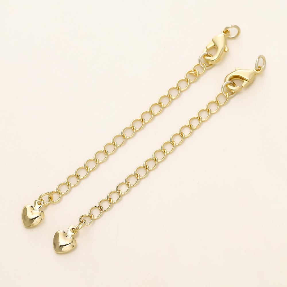 5/10pcs/Pack 14/18K Gold Color Plated Brass Various Extension Chain With Lobster Clasps for DIY Necklace Jewelry Making Findings