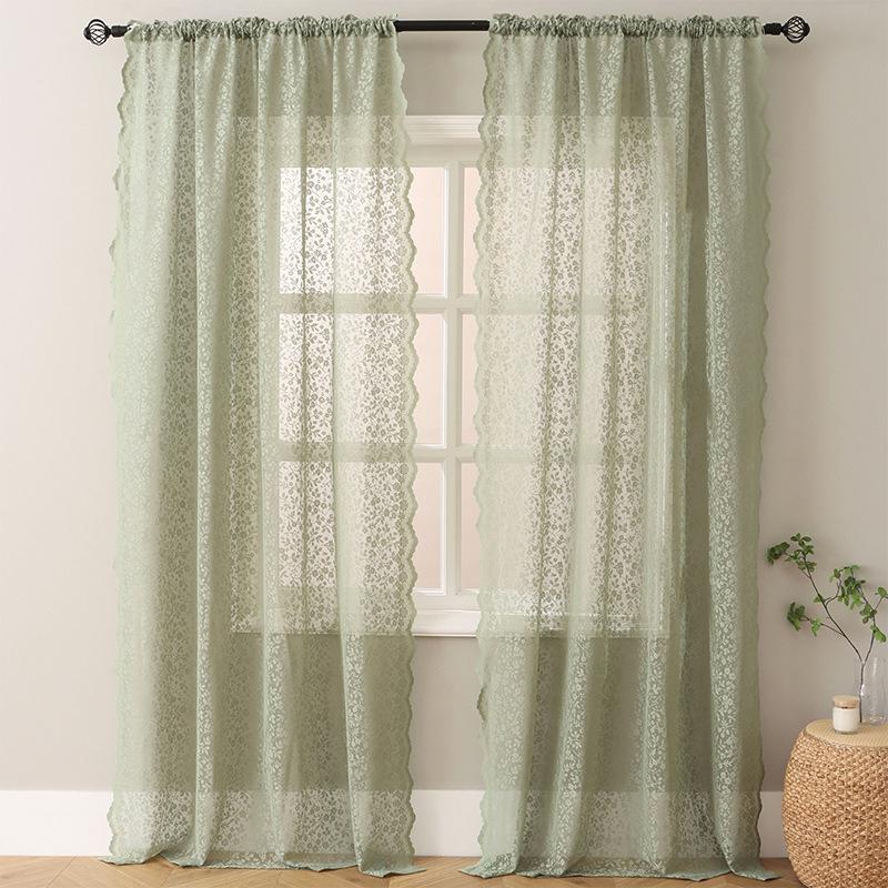 French Cream Beige Window Screen Translucent Opaque Finished Screen Curtain Small Fresh Balcony Living Room Bedroom Curtain