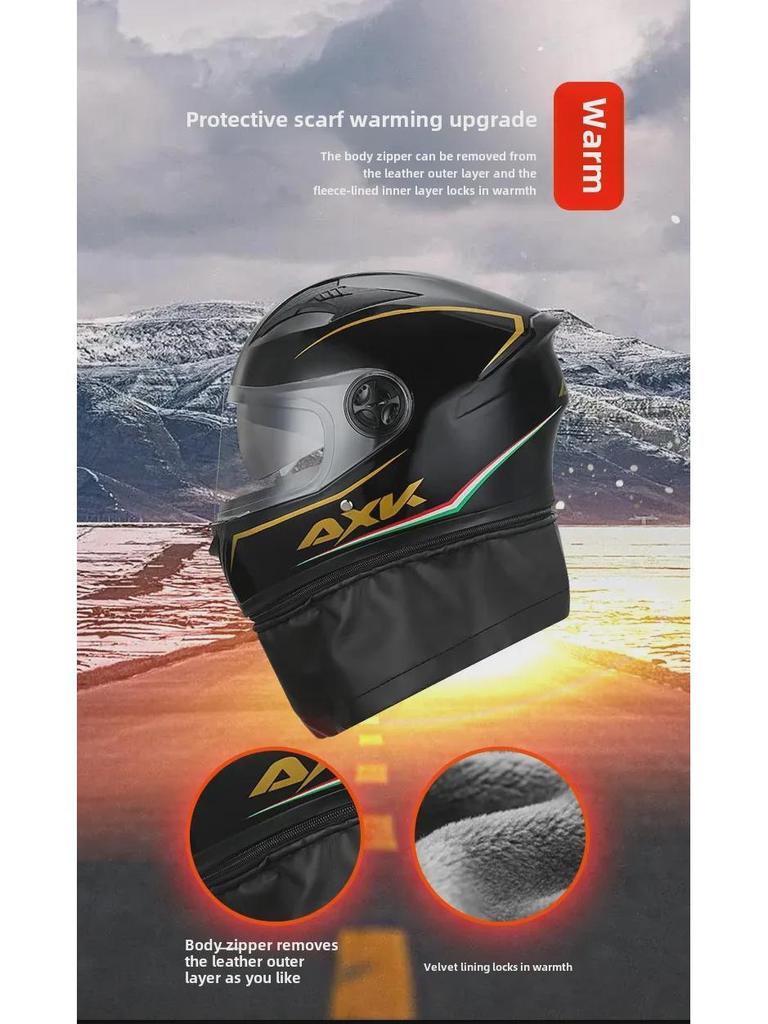 Men's Electric Bike Winter Full Helmet: Motorcycle Style, Safety Certified.