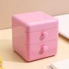 Desk Storage Box with 2 Drawers and   Lid Plastic Cute     Desktop Jewelry Stationary   for Home Dorm
