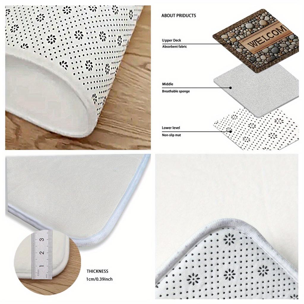 1Pcs Anti Fatigue Kitchen Rugs, Simple Stone Print Waterproof Non-Slip Thick Cushioned Kitchen Mat Heavy Duty Comfort Standing Mat for Kitchen