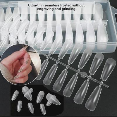 Nail Art Dual-Use Frosted Tips: Ultra-Thin, Traceless, No-Carve False Nail Stickers for Extended Nails