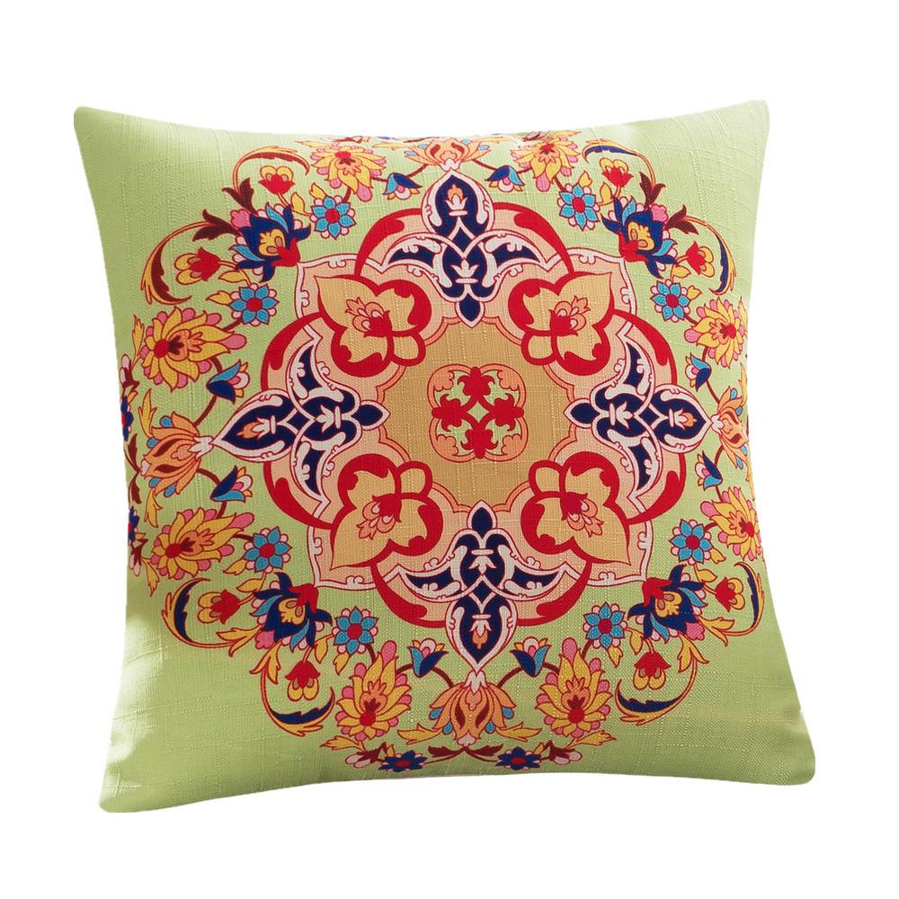 

45x45cm Vintage Flower Printed Bamboo Linen Cushion Cover Pillowcase Lumbar Pillow Home New Year Decoration 45x45cm