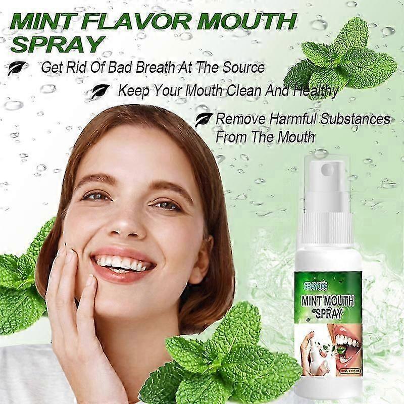 Mint Mouth Spray Mint Breath Mist Spray,Moisturizing Bad Breath Mouth Spray, Bad Breath Treatment Oral Breath Spray with Natural Spearmint