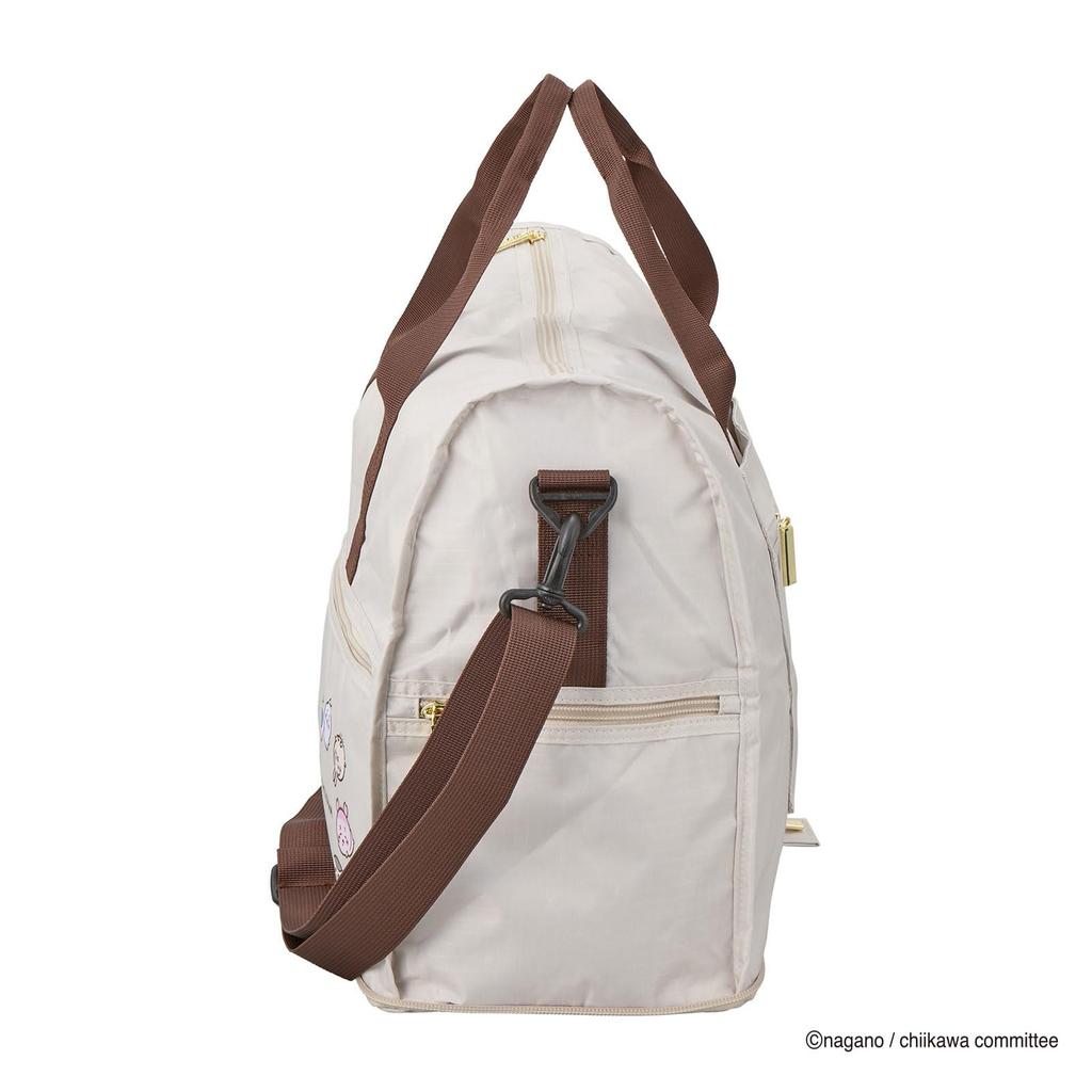 Foldable Boston M 23L Compatible with with Shoulder HPL0002 Beige Circle Bag, Chiikawa, Size, Capacity, Carry-on Suitcases, Strap, CH1.