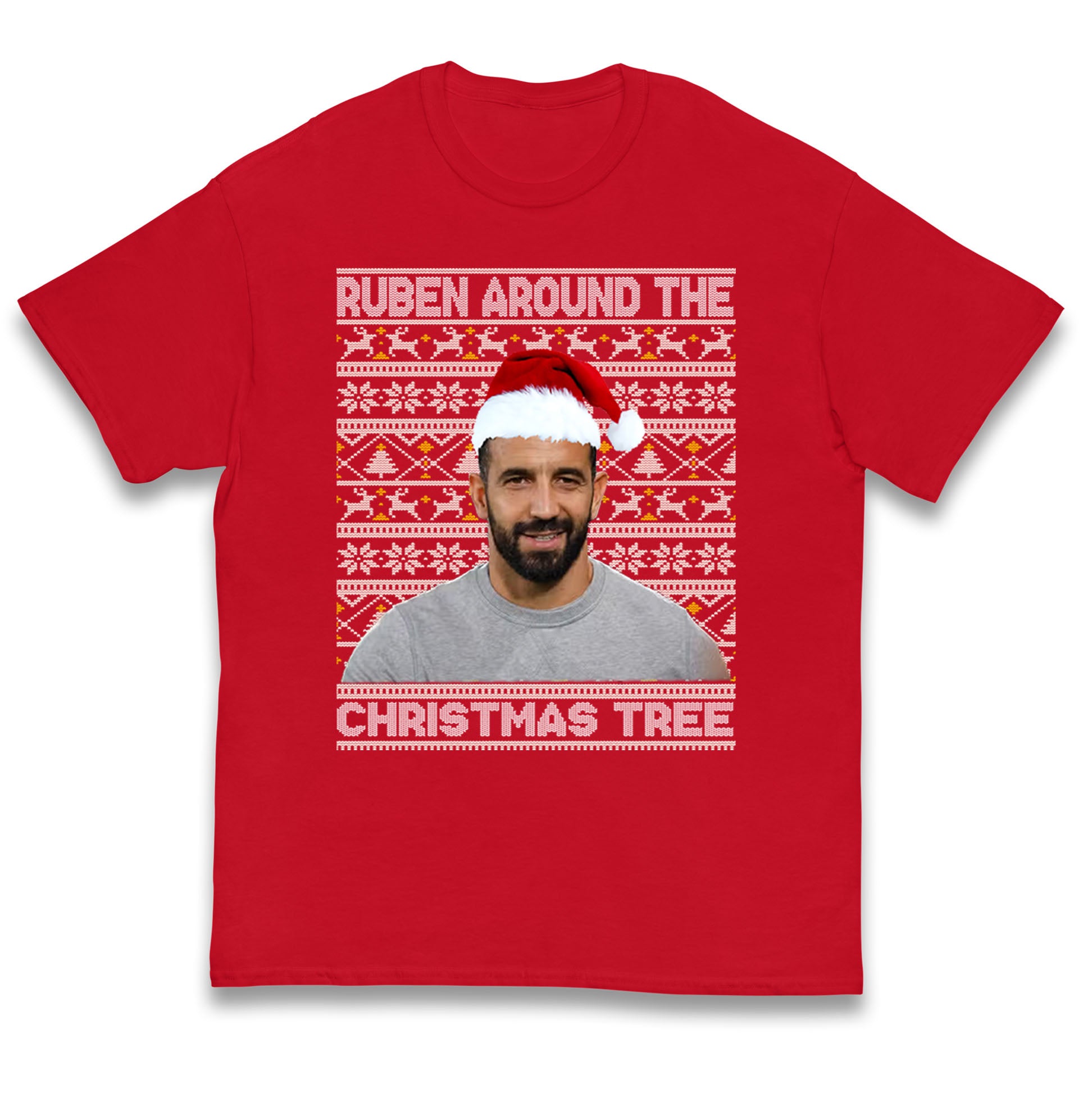 Ruben Amorim Around The Christmas Tree Kids T Shirt Manchester United FC Top 130