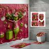 4PCS  Shower Curtain Sets With Shower Curtain And Rugs Toilet Lid Rug U Shape Mat And Bath Mat Bathroom Set  With 12 Hooks