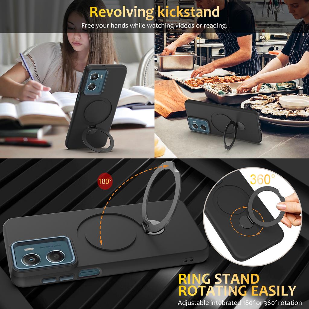 Für Motorola Moto G06 Power 4G/Motorola Moto G06 4G Magnetische Hülle mit drehbarem Ringständer TPU + PC Rückseite