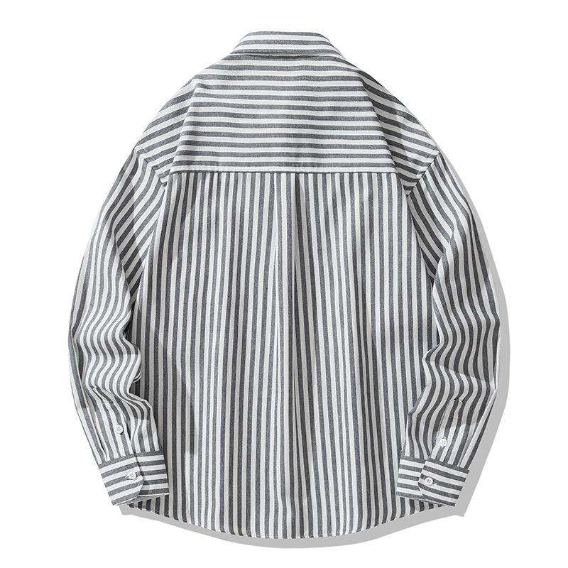 Striped Shirt Men's Long Sleeve Spring and Autumn Button Cardigan Pocket Loose Casual Shirt