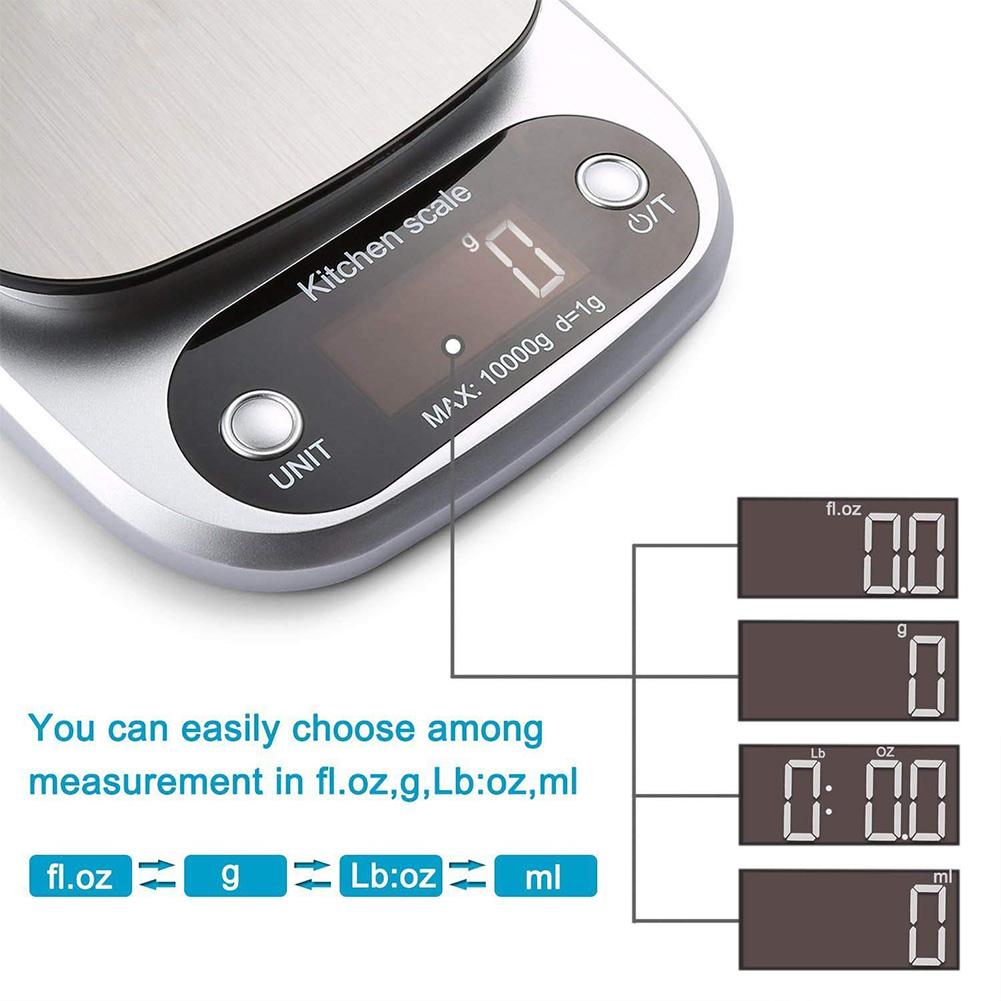 10/3Kg Kitchen Scale LCD Display Cooking Baking Scale Stainless Steel Portable Digital Scale Food Snacks Weighing Baking Tools