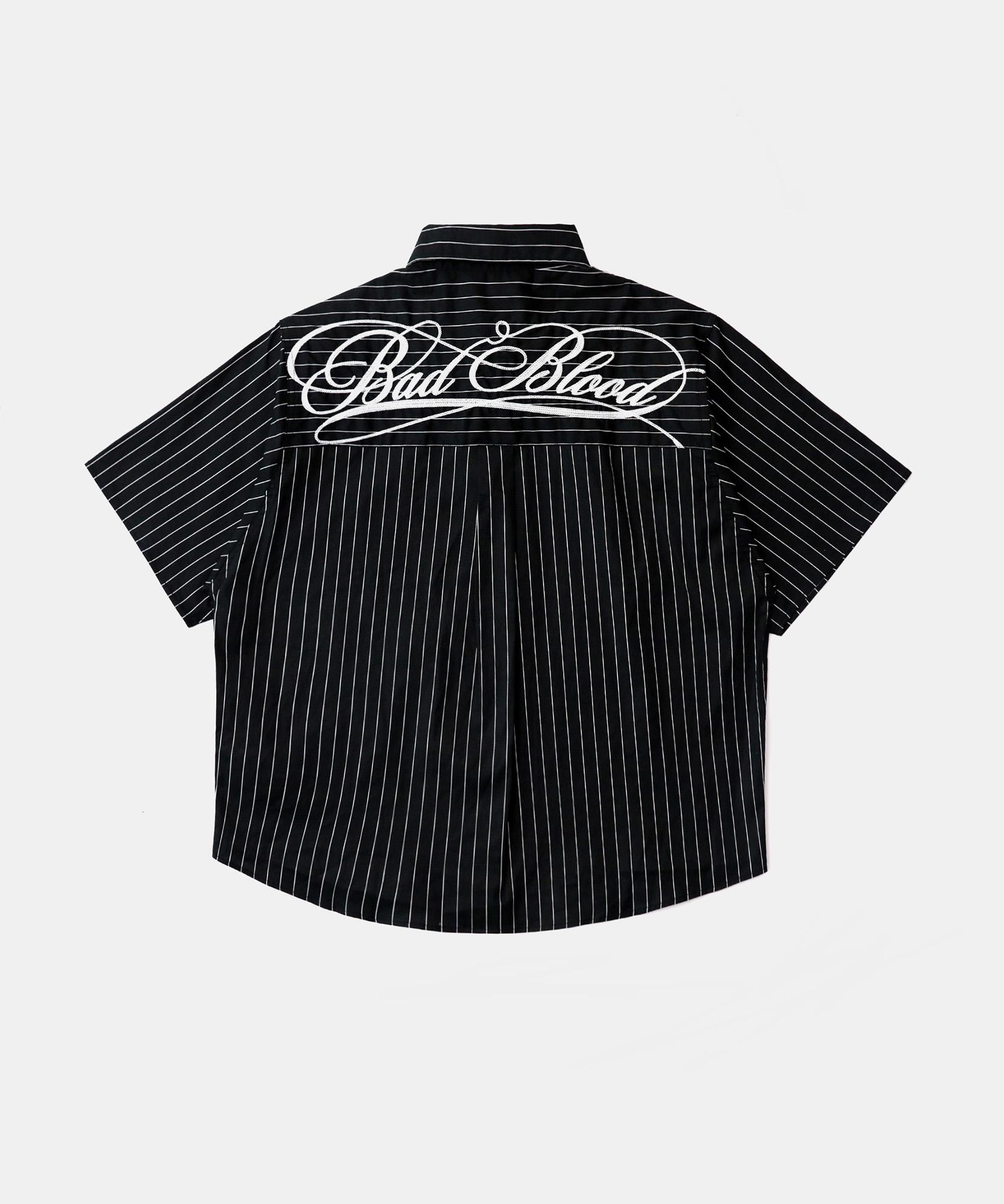 Bad Blood Dark Classic Short Sleeve Shirt - Black/Stripes M