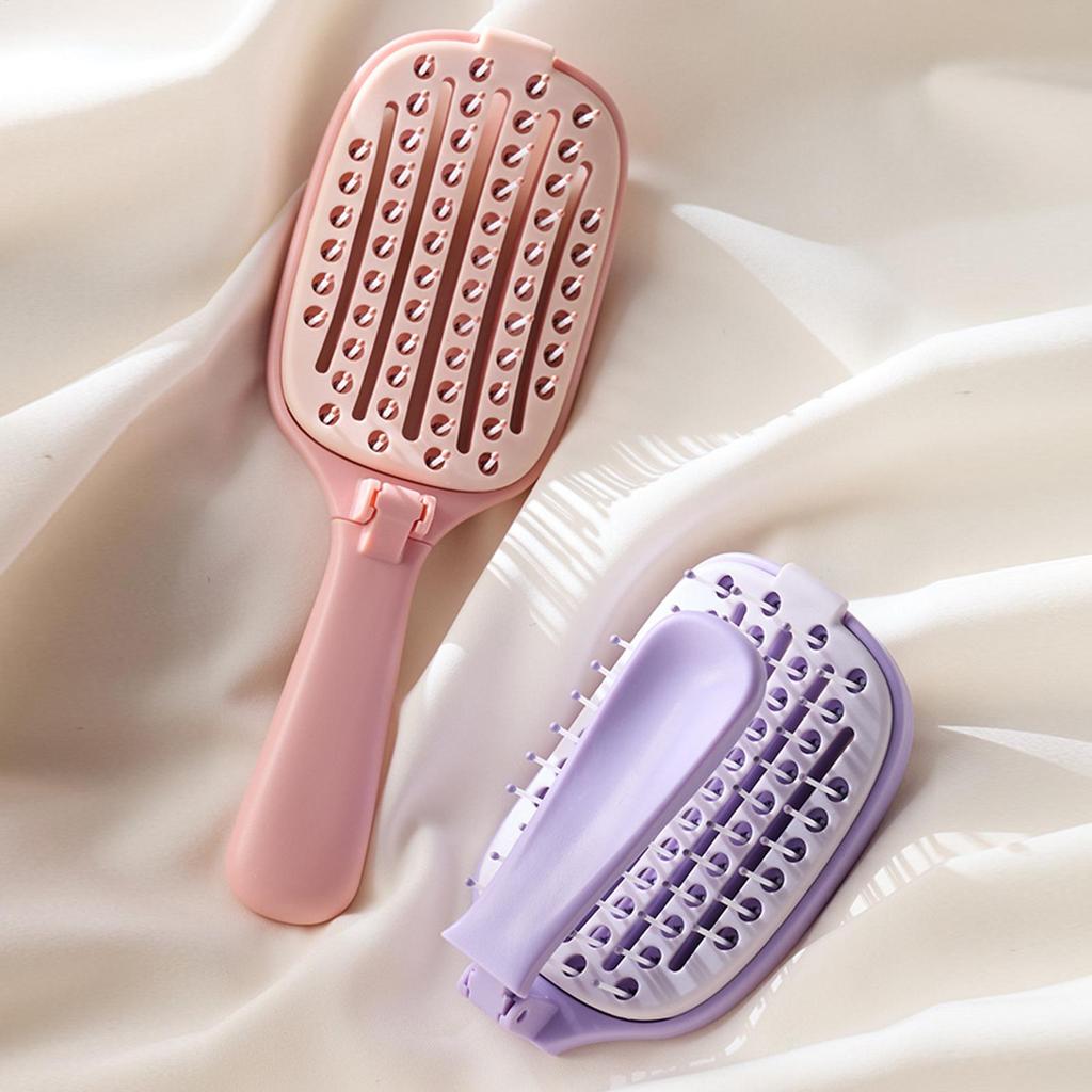 Fold Volumizing Hair Brush With Self Cleaning Styling Massage Acupoint Hair Spring Bone Air Cushion Comb For Beauty Health